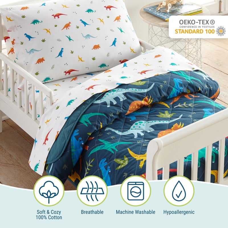 Wildkin 4-Piece Toddler Bed in a Bag â€“ Cotton Comforter, Sheets & Pillowcase for Cozy Cuddles - Jurassic Dinosaurs - Image 2